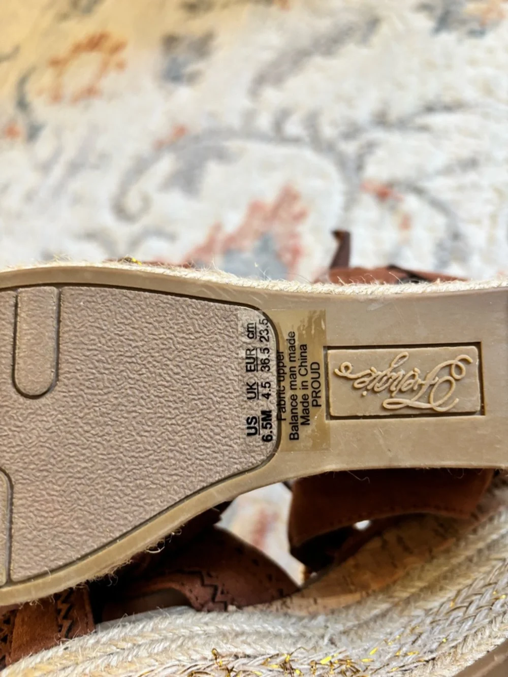Fergie Brown Suede Espadrille Wedge Sandals - Picture 3 of 4